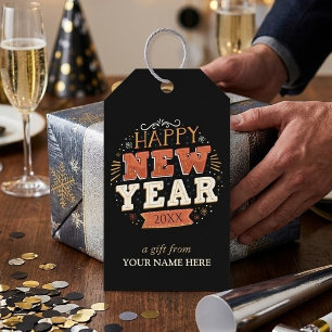 Custom Vintage Happy New Year Eve Design Unique Gift Tags