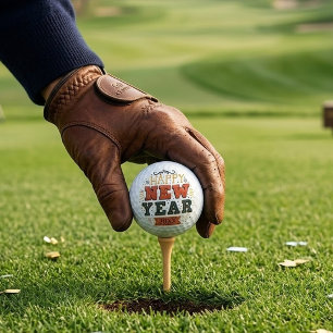 Custom Vintage Happy New Year Eve Design Unique Golf Balls