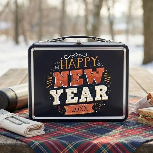 Custom Vintage Happy New Year Eve Design Unique Metal Lunch Box