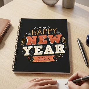 Custom Vintage Happy New Year Eve Design Unique Notebook