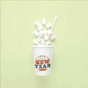 Custom Vintage Happy New Year Eve Design Unique Paper Cups