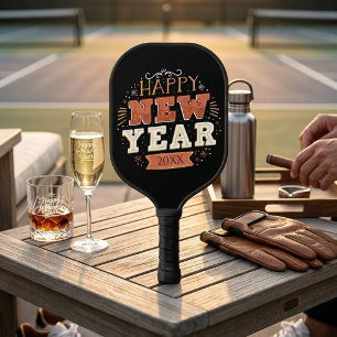 Custom Vintage Happy New Year Eve Design Unique Pickleball Paddle