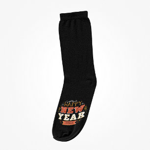 Custom Vintage Happy New Year Eve Design Unique Socks