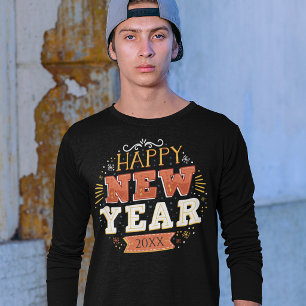 Custom Vintage Happy New Year Eve Design Unique T-Shirt