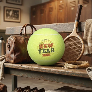 Custom Vintage Happy New Year Eve Design Unique Tennis Balls