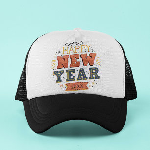 Custom Vintage Happy New Year Eve Design Unique Trucker Hat