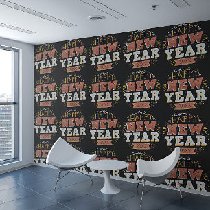 Custom Vintage Happy New Year Eve Design Unique Wallpaper