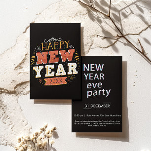 Custom Vintage Happy New Year Eve Party Invitation Flyer