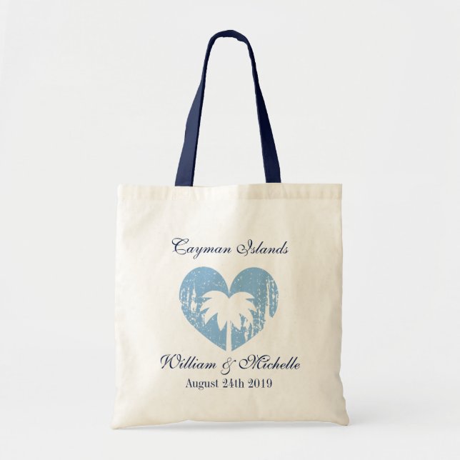 Custom vintage heart destination wedding tote bag (Front)