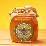 Custom vintage Honey Jar Bee Label<br><div class="desc">Honey Jar Bee Label can personalised easily by adding your text for professional marketing purposes. can change the colour also.</div>