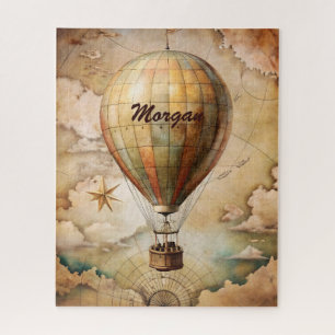 Custom Vintage Hot Air Balloon Antique Travel Jigsaw Puzzle