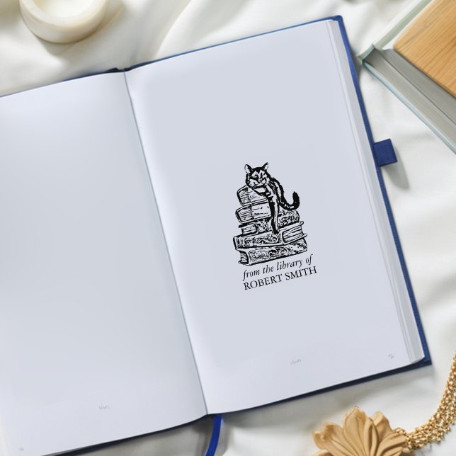 Custom Vintage Library Cat  Rubber Stamp (Creator Uploaded)