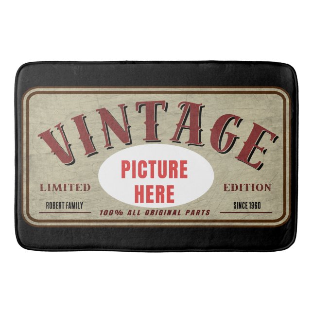 CUSTOM VINTAGE LIMITED EDITION PERSONALIZE PHOTO BATH MAT (Front)