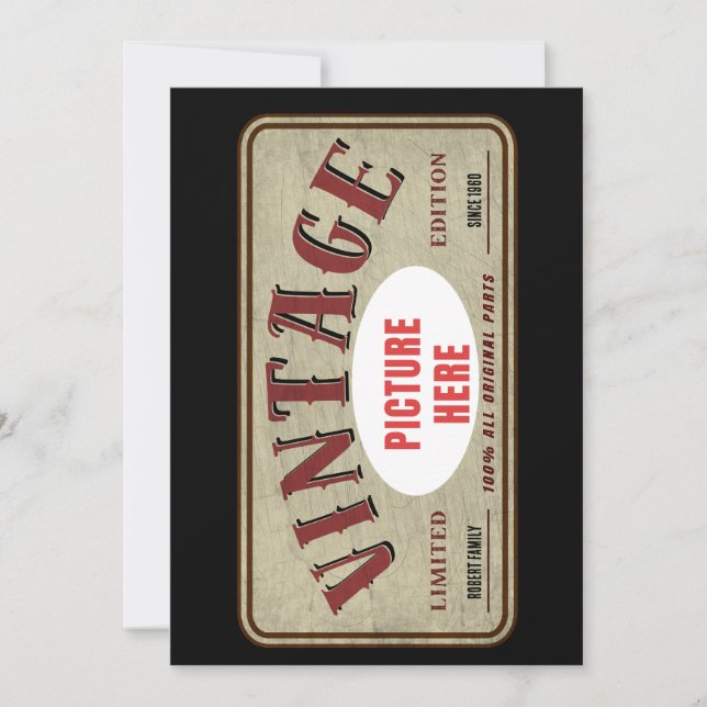 CUSTOM VINTAGE LIMITED EDITION PERSONALIZE PHOTO INVITATION (Front)