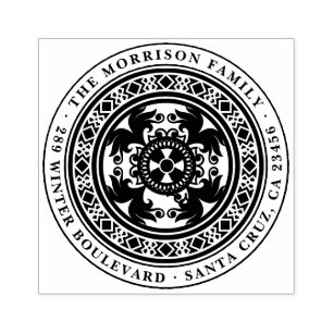 Custom Vintage Logo Family Name & Return Address Rubber Stamp