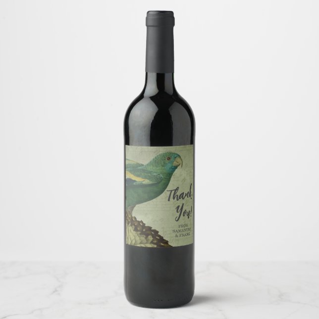 Custom Vintage Parrot Wine Label (Front)