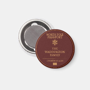 Custom Vintage Passport Style Gold Red Christmas Magnet