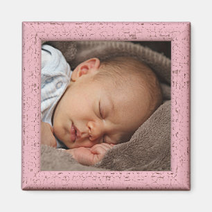 Custom Vintage Pastel Pink Faux Wood Frame Magnet