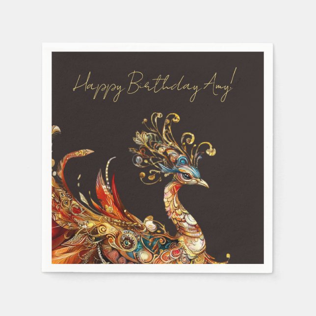 custom vintage peacock circus carnival napkin (Front)