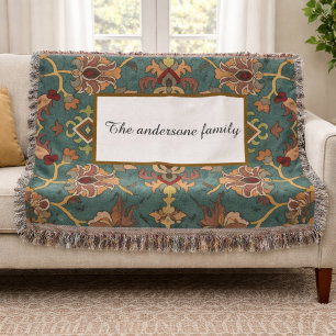 Custom Vintage Persian Family Name Home Decor Gift Throw Blanket