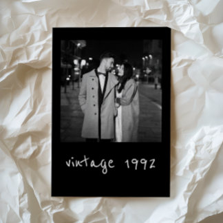 custom vintage photo and name Flat Holiday Card