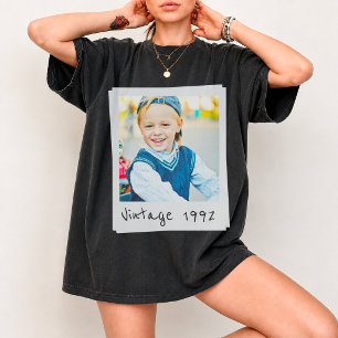 Custom Vintage Photo And Year Birthday 90s Style T-Shirt
