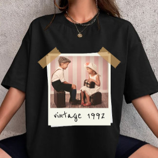 Custom Vintage Photo And Year Birthday Customazed T-Shirt