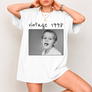 Custom Vintage Photo And Year Nostalgic Birthday T-Shirt