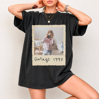 Custom Vintage Photo And Year Nostalgic Birthday T-Shirt