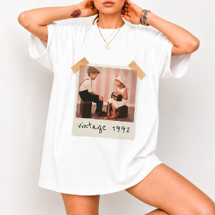 Custom Vintage Photo And Year Nostalgic Birthday  T-Shirt