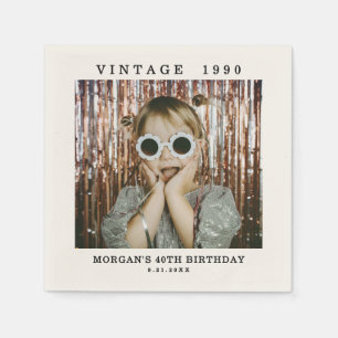 Custom Vintage Photo Birthday Napkin