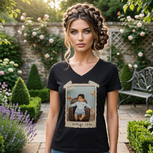 Custom Vintage Photo Birthday T-Shirt