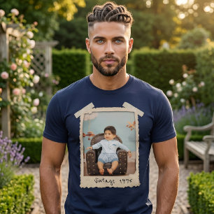 Custom Vintage Photo Birthday T-Shirt