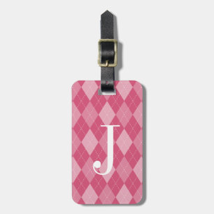 Custom vintage retro argyle pattern luggage tag