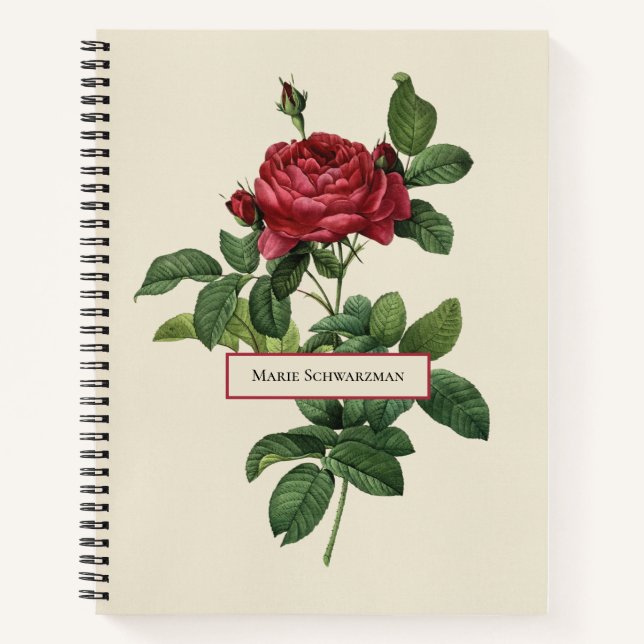 Custom Vintage Rose Engraving Notebook (Front)