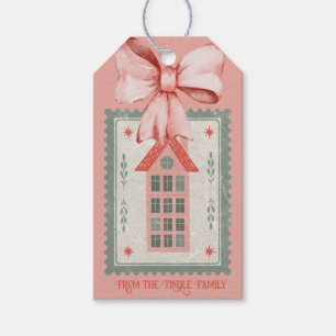 Custom Vintage Rustic Crinkly Paper Stamp and Bow Gift Tags