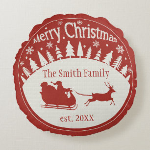 Custom Vintage Santa Christmas Throw Pillow