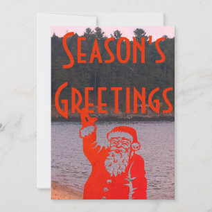custom vintage Santa groovy holiday art Card