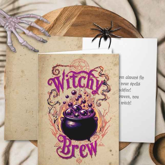Custom Vintage Spooky Witch Brew Happy Halloween Card (Creator Uploaded)