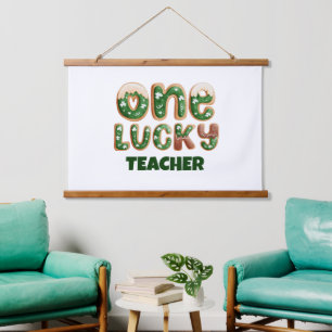 Custom Vintage St Patricks Day One Lucky Teacher Hanging Tapestry