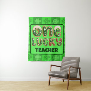 Custom Vintage St Patricks Day One Lucky Teacher Tapestry
