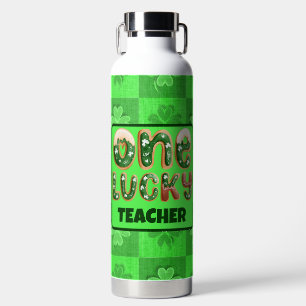 Custom Vintage St Patricks Day One Lucky Teacher Water Bottle