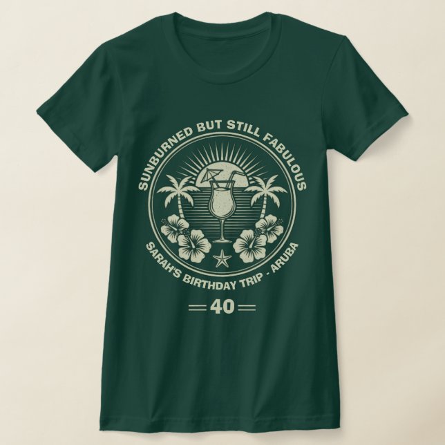 Custom Vintage Tropical Birthday Trip  T-Shirt (Laydown)