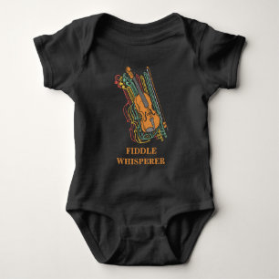 Custom Vintage Violin Fiddle Whisperer Pun Baby Bodysuit