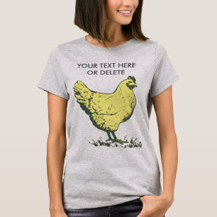 Custom Vintage Yellow Hen Chicken Poultry Farming T-Shirt