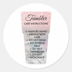 Custom Vinyl Mug Tumbler Care Instruction Classic Round Sticker