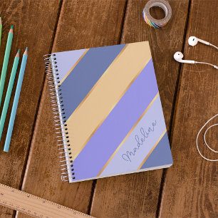 Custom Violet Blue Purple Yellow Gold Art Stripes Planner