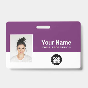 Custom Violet Employee Logo Name Photo Lanyard ID Badge