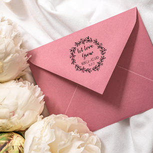 Custom Violet Let Love Grow Typography Wedding Self-inking Stamp