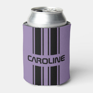 Custom Violet Purple Black Auto Race Sport Stripe Can Cooler